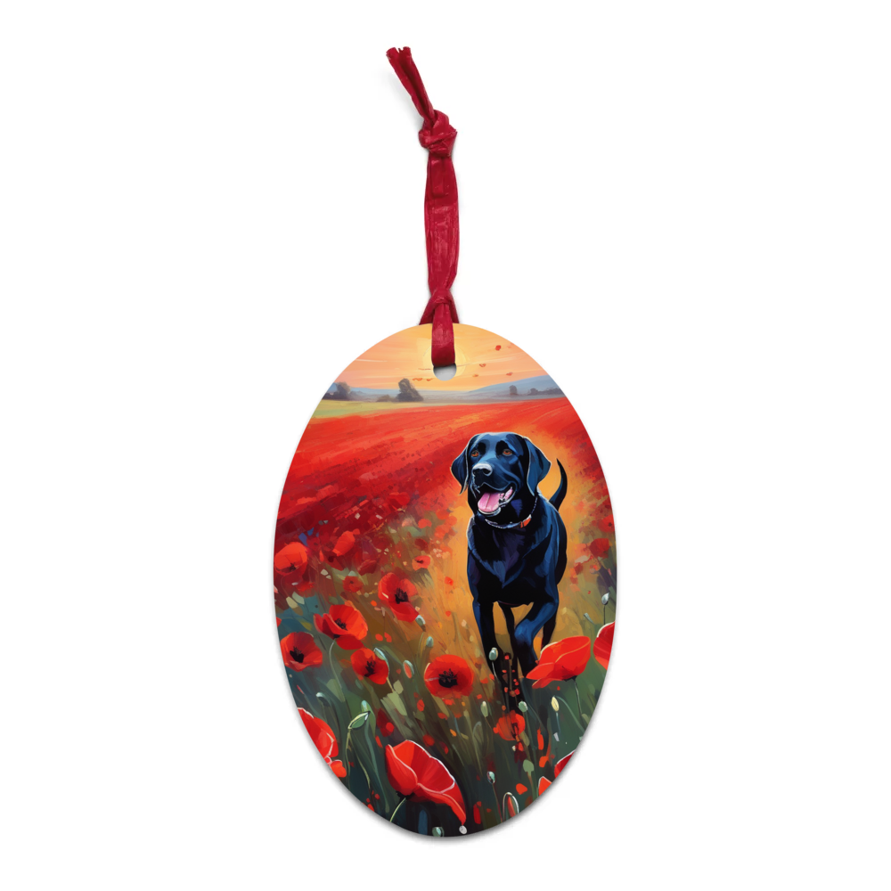 PugMug Custom Black Labrador Retriever Wooden Ornament