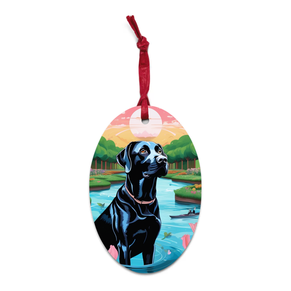PugMug Custom Black Labrador Retriever Wooden Ornament