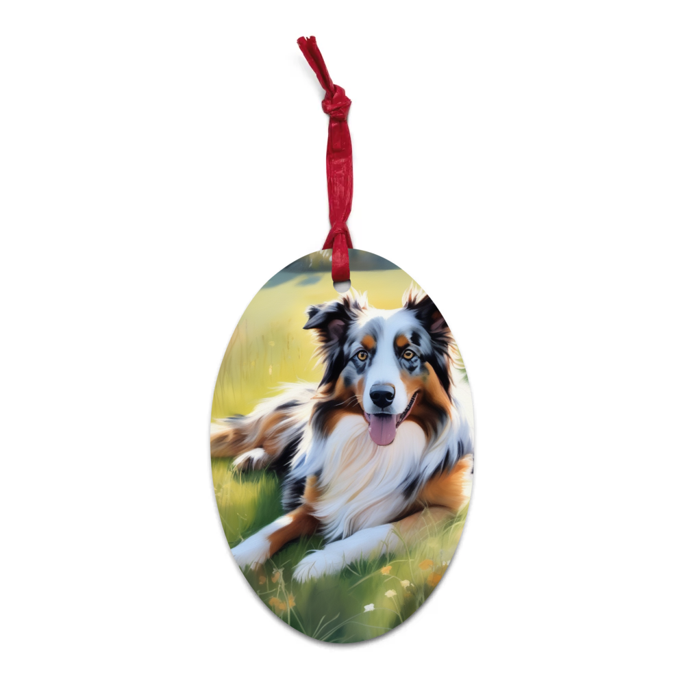 PugMug Custom Australian Shepherd Dog Wooden Ornament