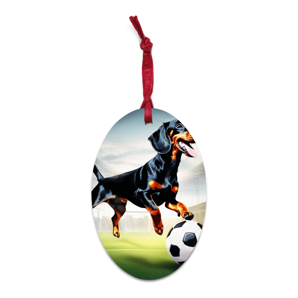 PugMug Custom Black Dachshund Wooden Ornament