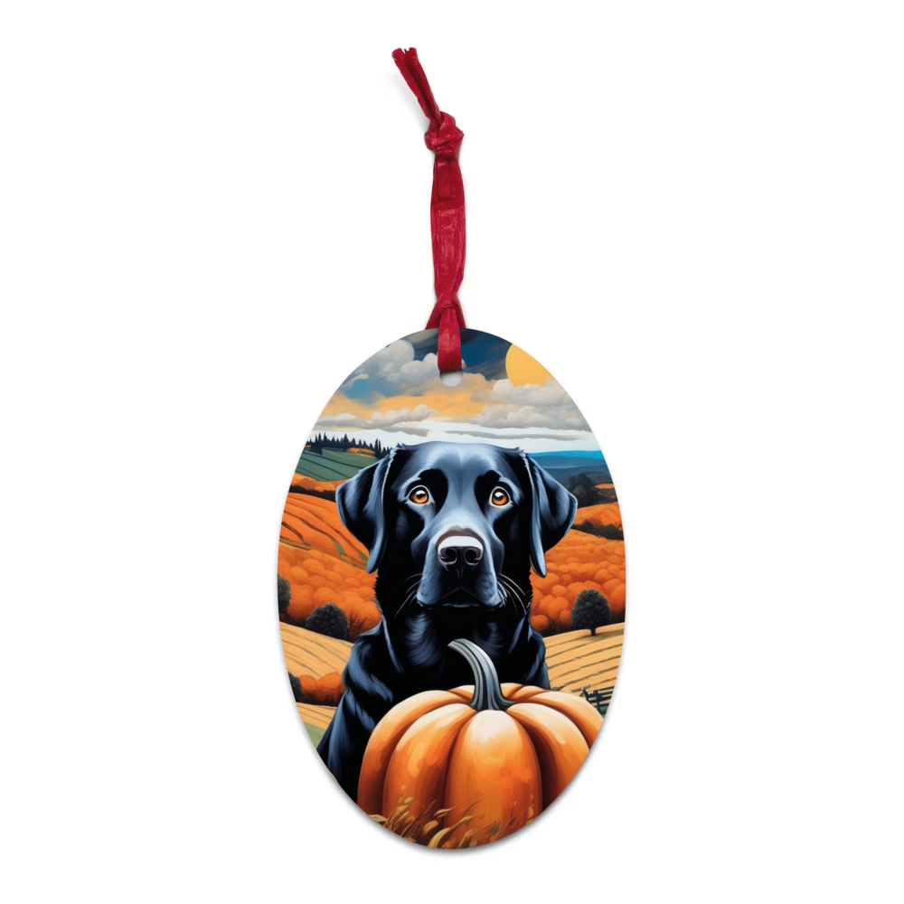 PugMug Custom Black Labrador Retriever Wooden Ornament
