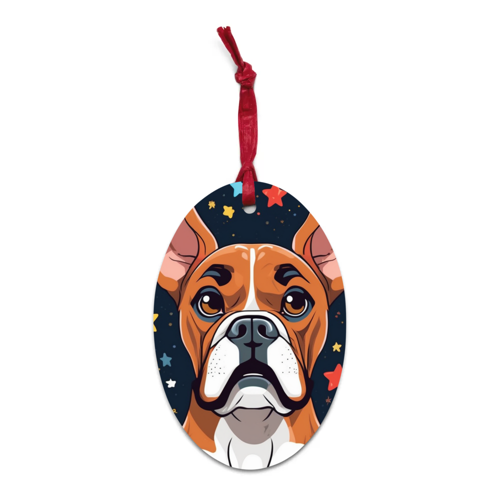 PugMug Custom Boxer Dog Wooden Ornament