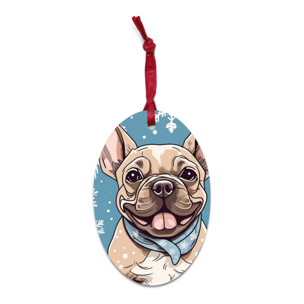 PugMug Custom Tan French Bulldog Wooden Ornament