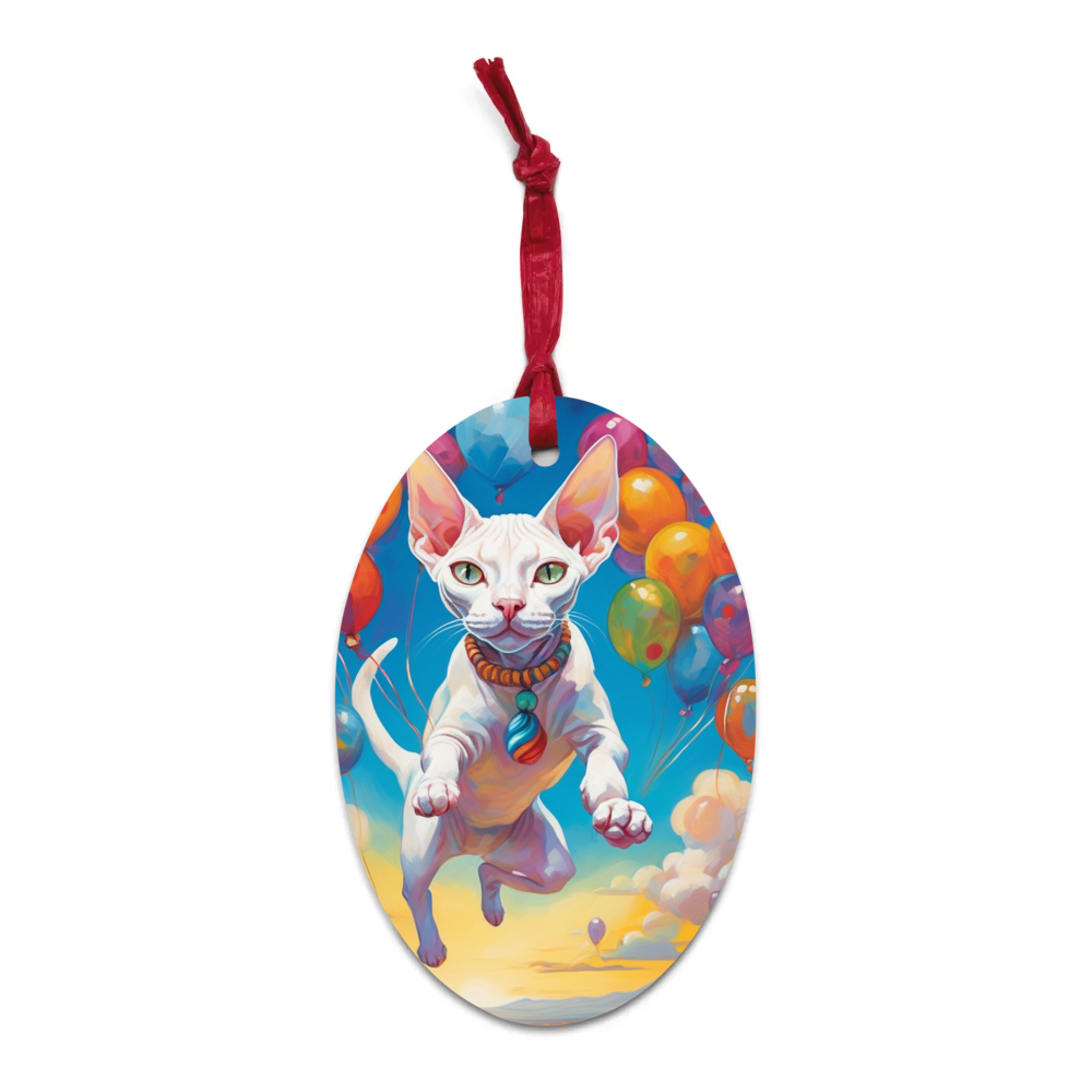 PugMug Custom White Sphynx Cat Wooden Ornament