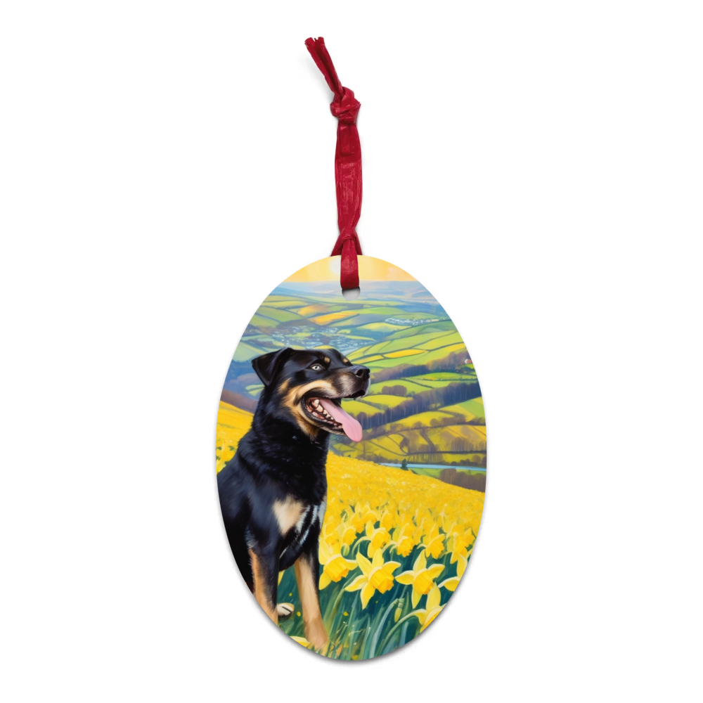 PugMug Custom Blue Wooden Ornament