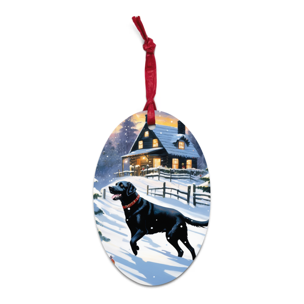PugMug Custom Black Labrador Retriever Wooden Ornament