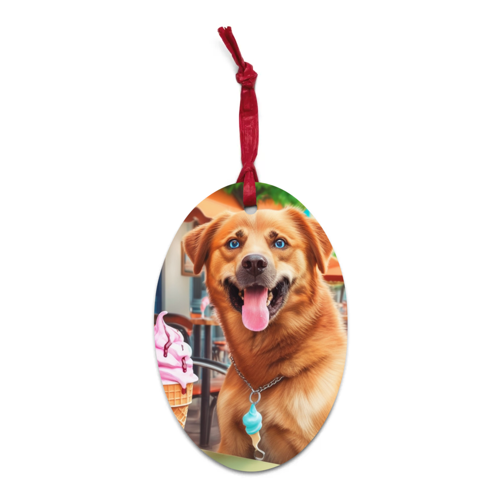 PugMug Custom Blue Wooden Ornament