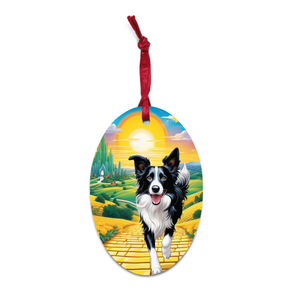 PugMug Custom Border Collie Wooden Ornament