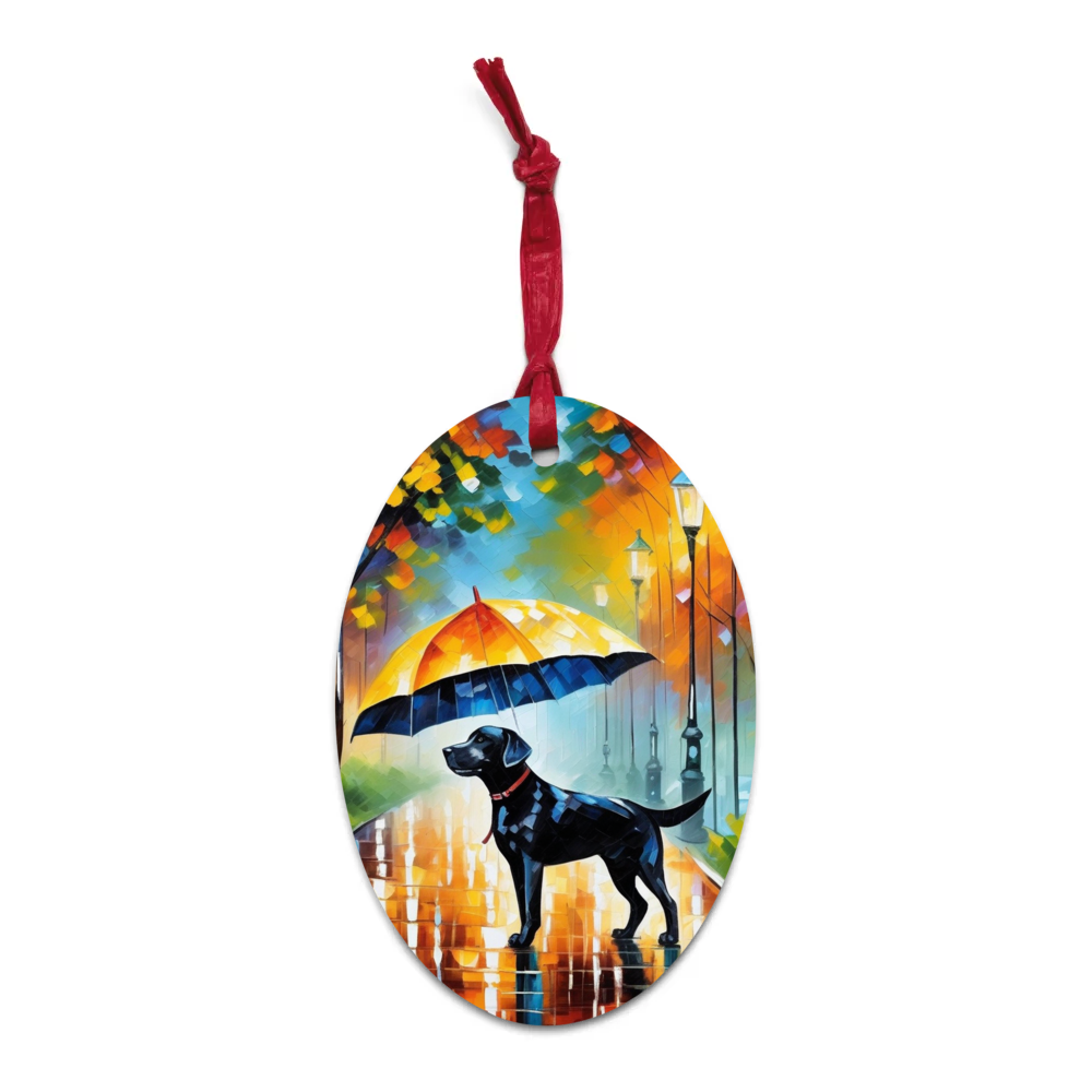 PugMug Custom Black Labrador Retriever Wooden Ornament