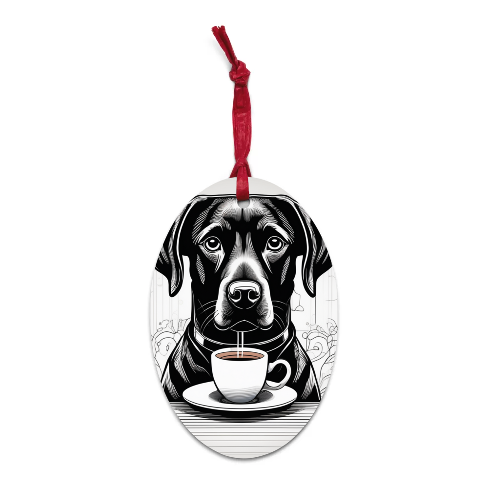 PugMug Custom Black Labrador Retriever Wooden Ornament