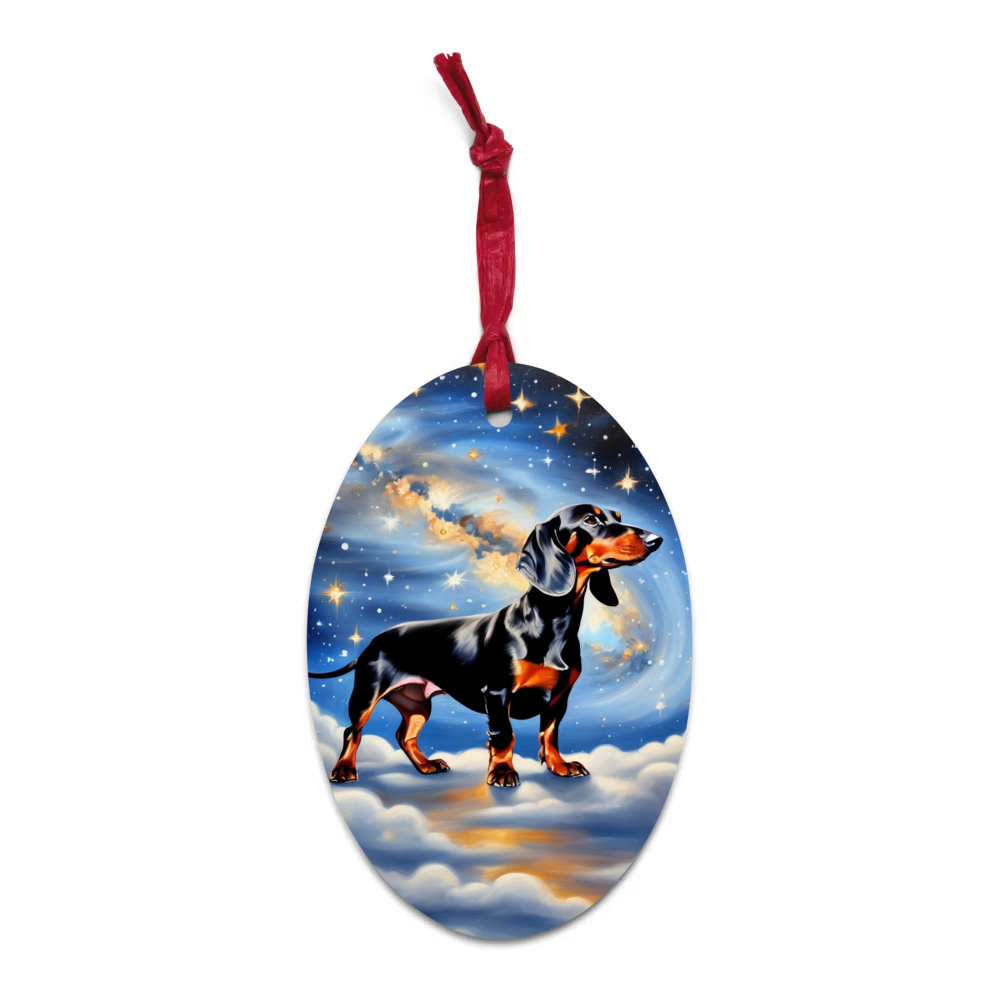 PugMug Custom Black Dachshund Wooden Ornament