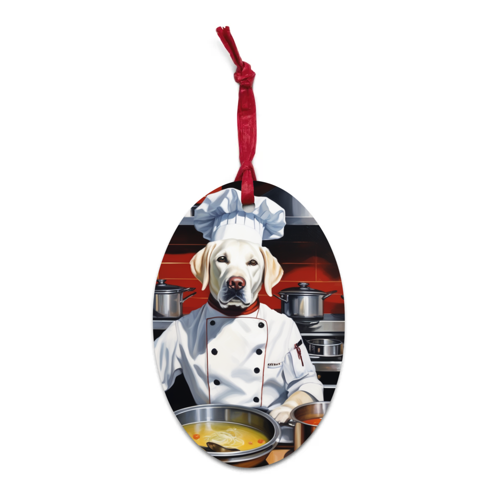 PugMug Custom White Labrador Retriever Wooden Ornament