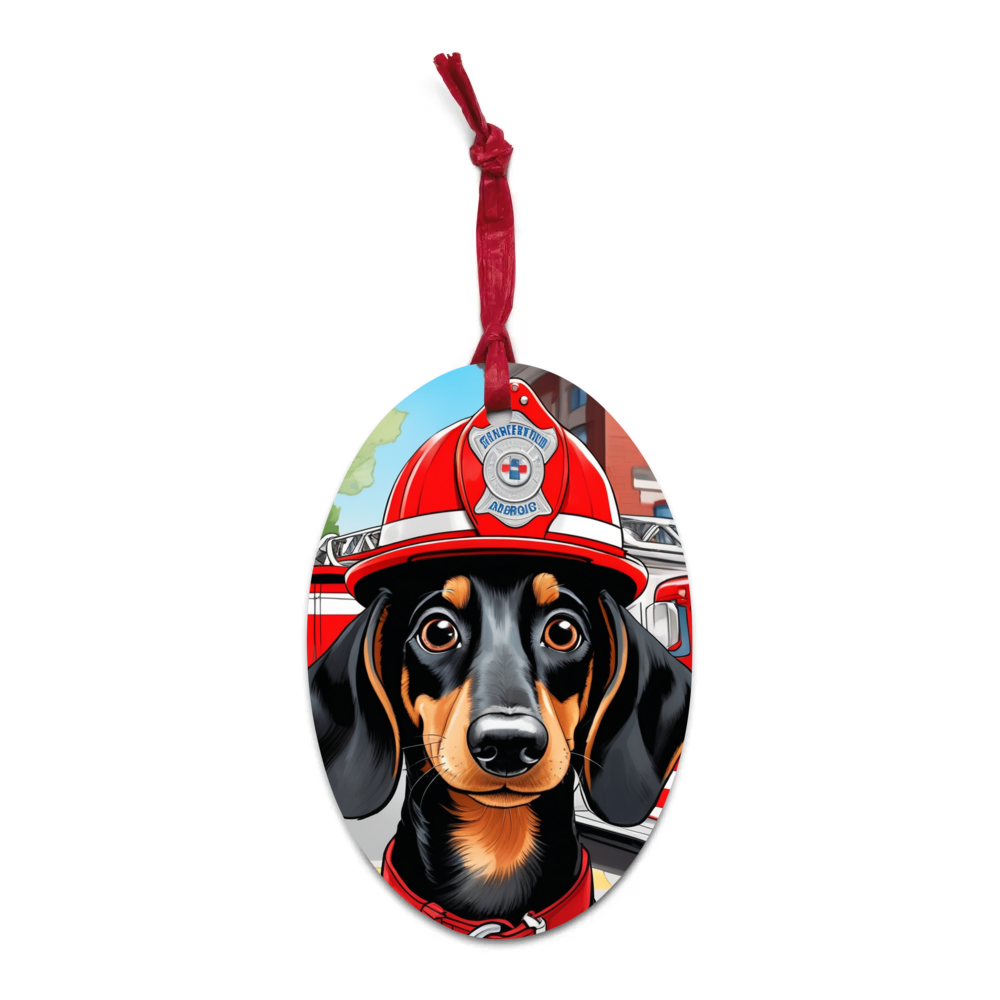 PugMug Custom Black Dachshund Wooden Ornament