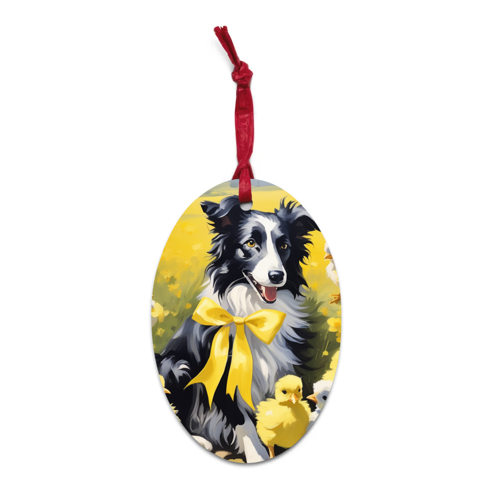 PugMug Custom Border Collie Wooden Ornament