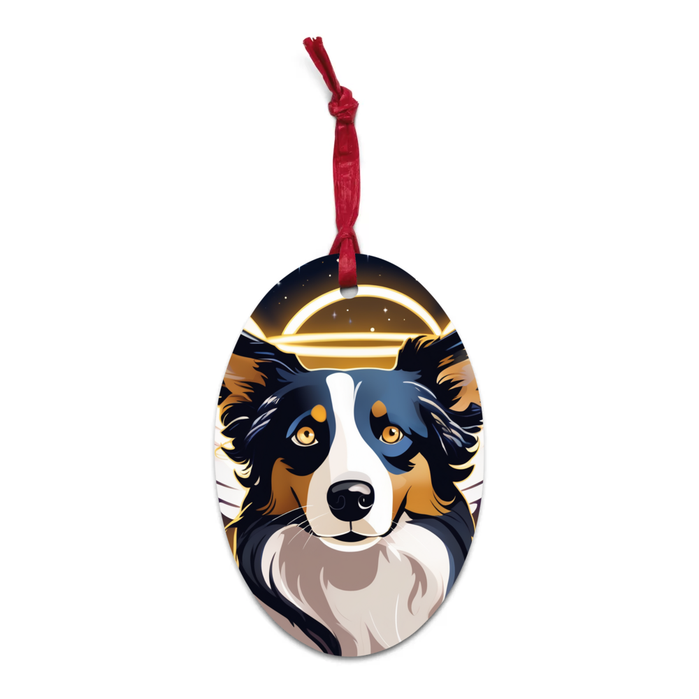 PugMug Custom Border Collie Wooden Ornament