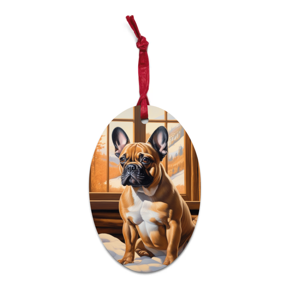 PugMug Custom Tan French Bulldog Wooden Ornament