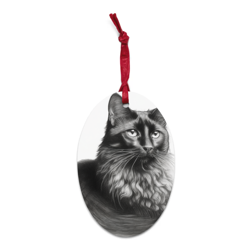 PugMug Custom Black Companion Cat Wooden Ornament