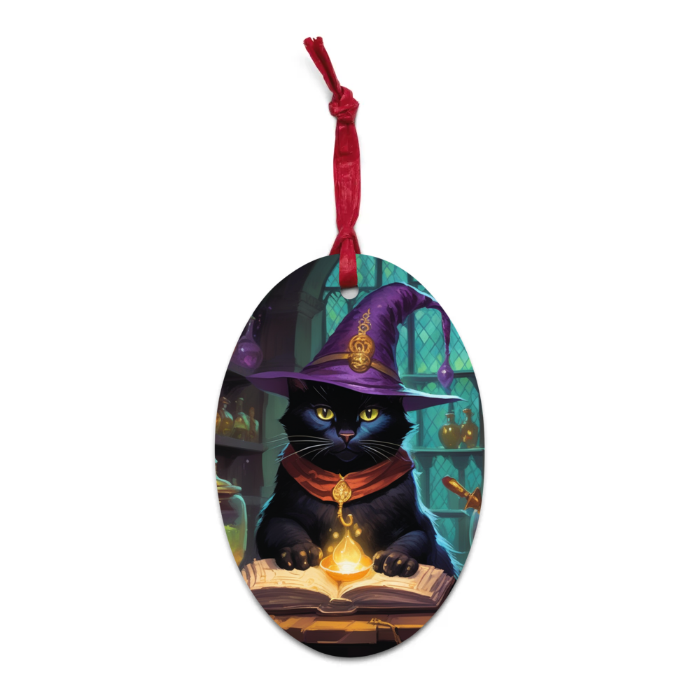 PugMug Custom Black Exotic Cat Wooden Ornament