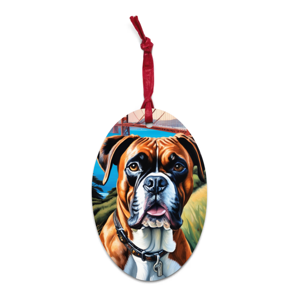 PugMug Custom Boxer Dog Wooden Ornament