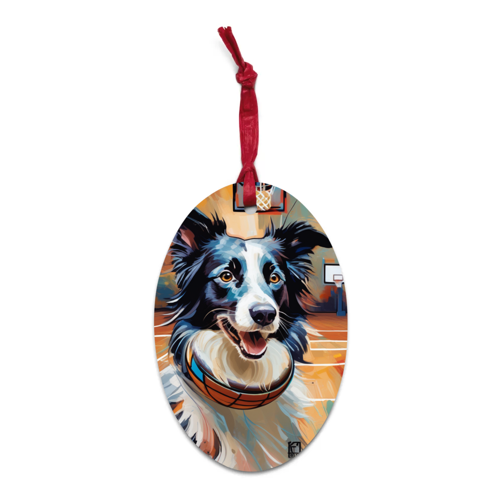 PugMug Custom Border Collie Wooden Ornament