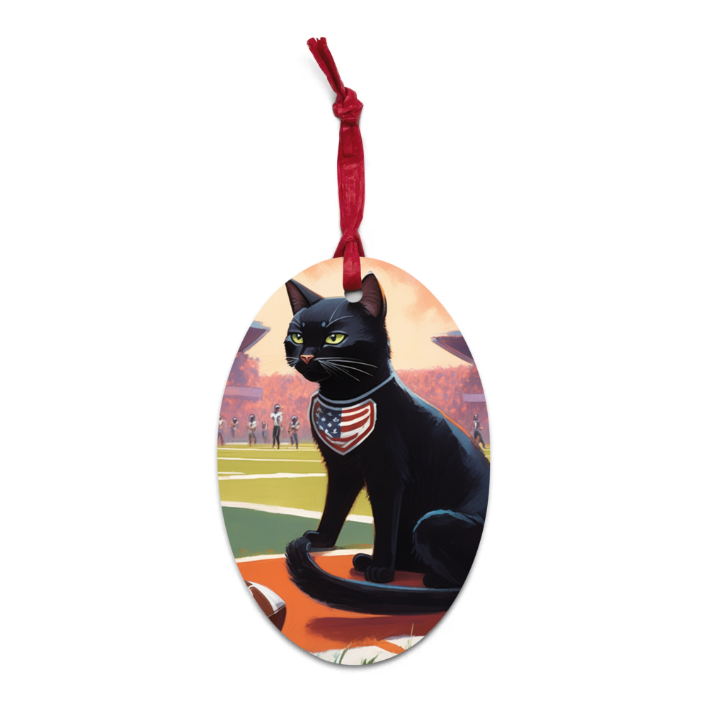 PugMug Custom Black Exotic Cat Wooden Ornament