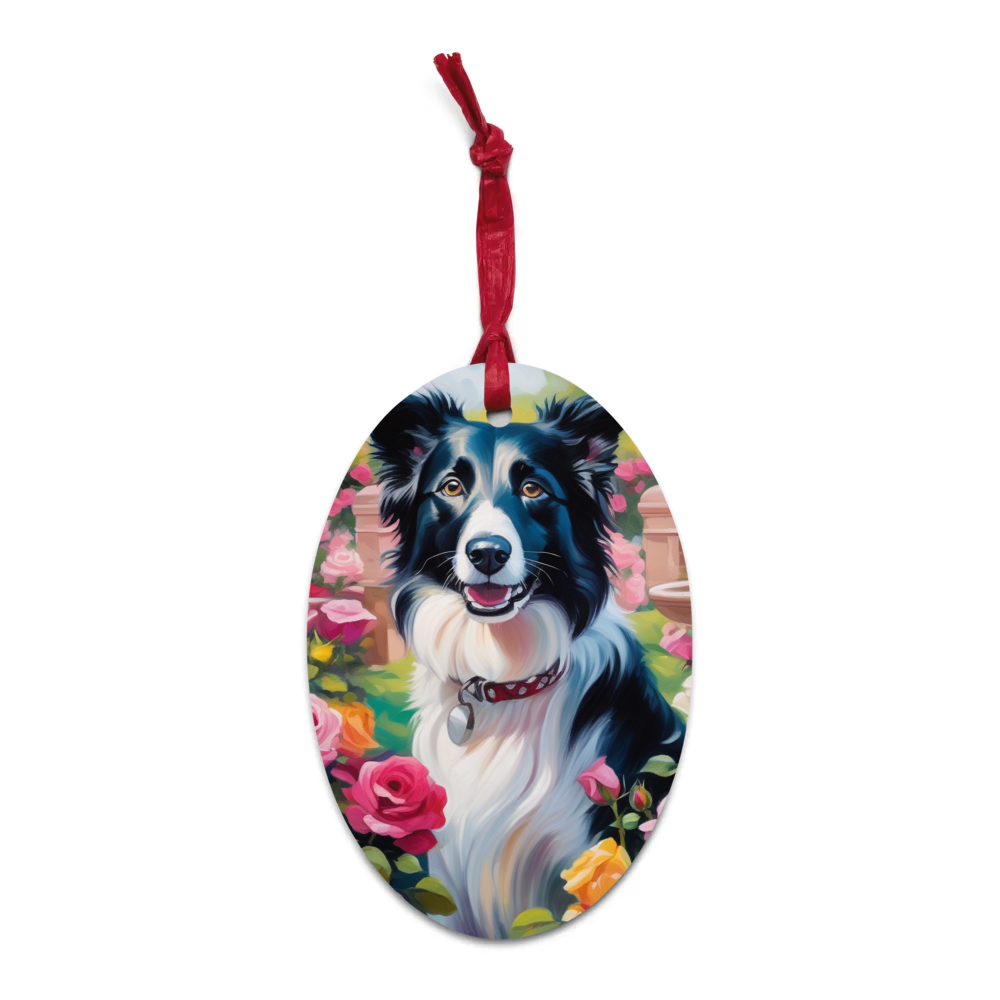 PugMug Custom Border Collie Wooden Ornament