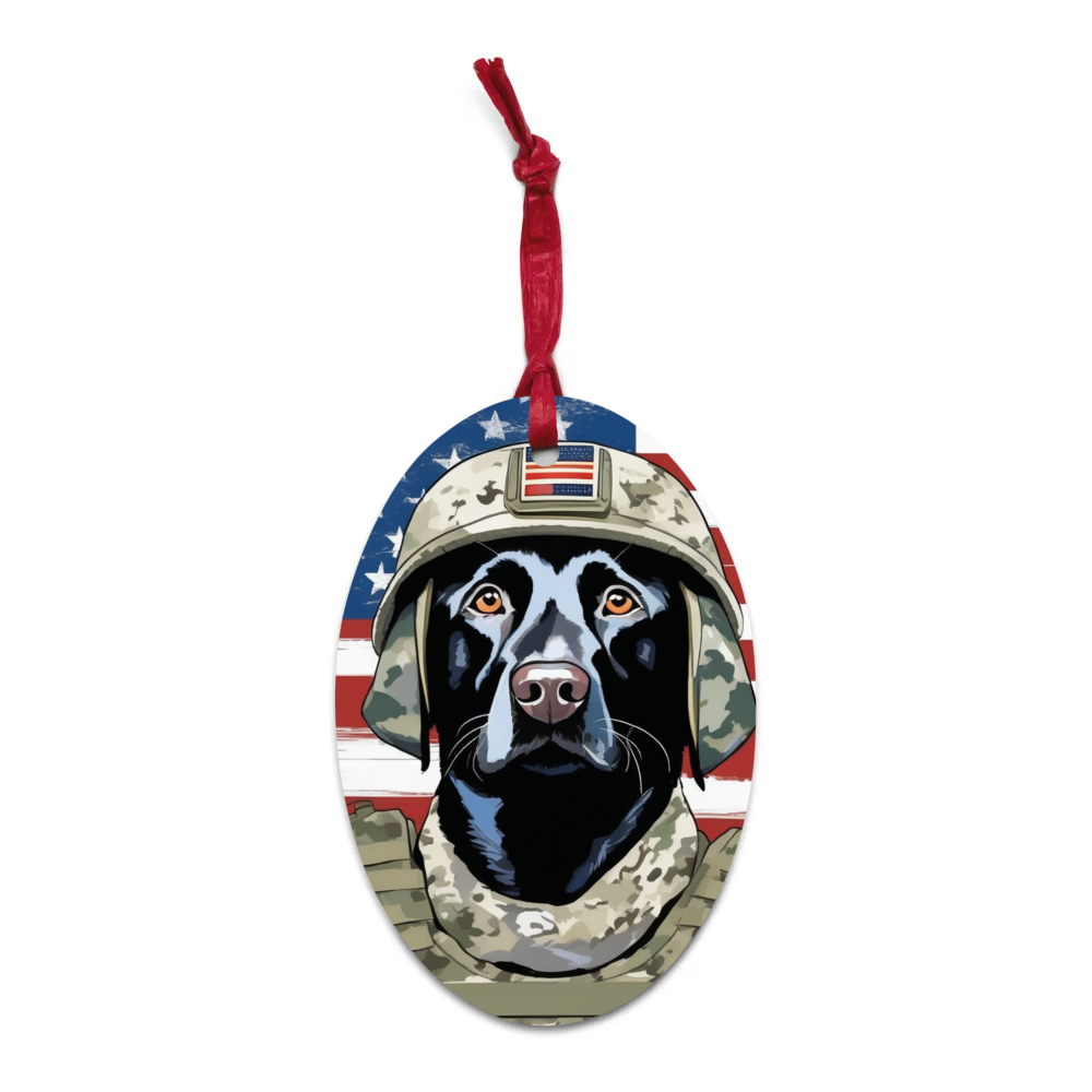 PugMug Custom Black Labrador Retriever Wooden Ornament