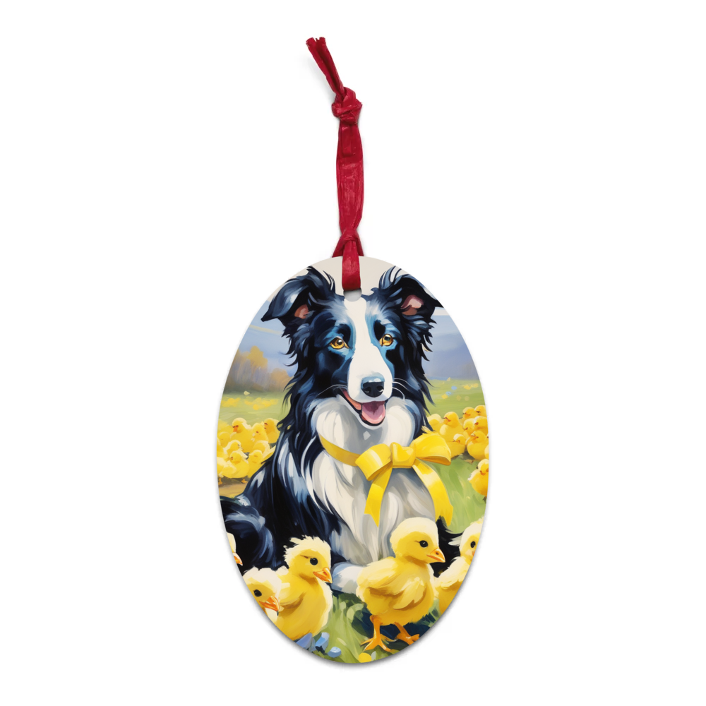 PugMug Custom Border Collie Wooden Ornament