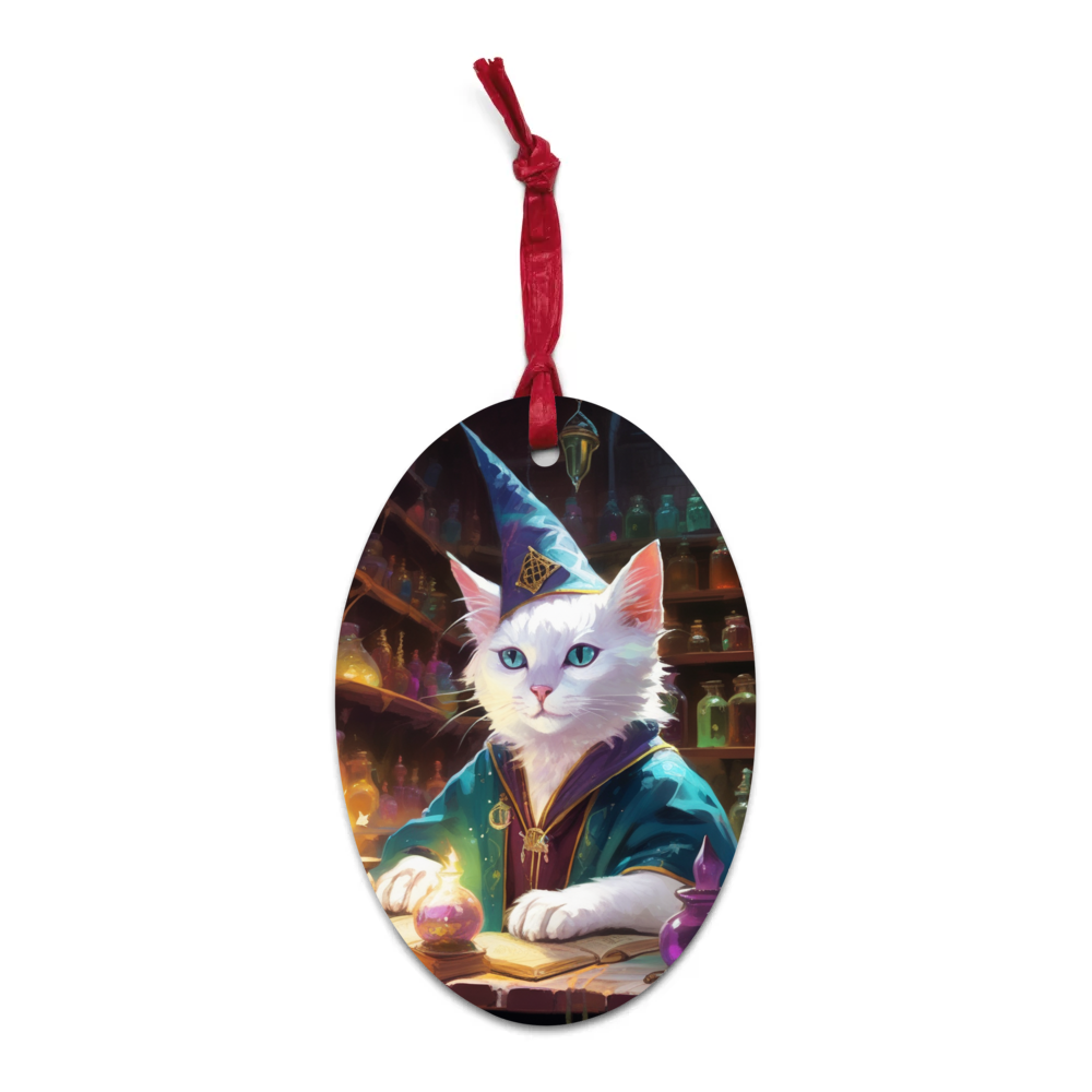 PugMug Custom White Exotic Cat Wooden Ornament