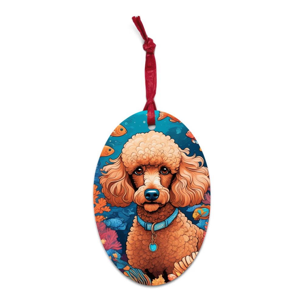 PugMug Custom Tan Poodle Wooden Ornament