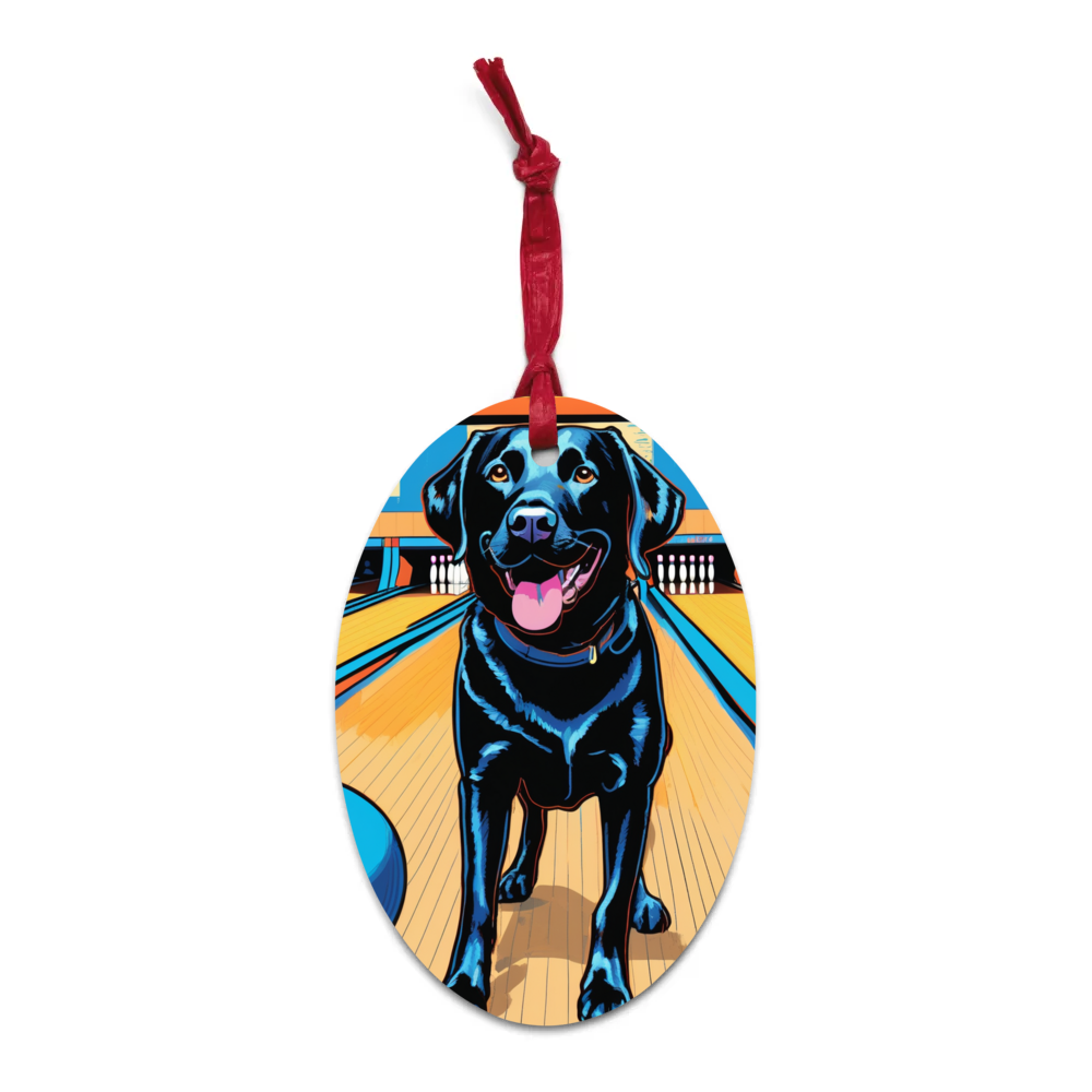 PugMug Custom Black Labrador Retriever Wooden Ornament