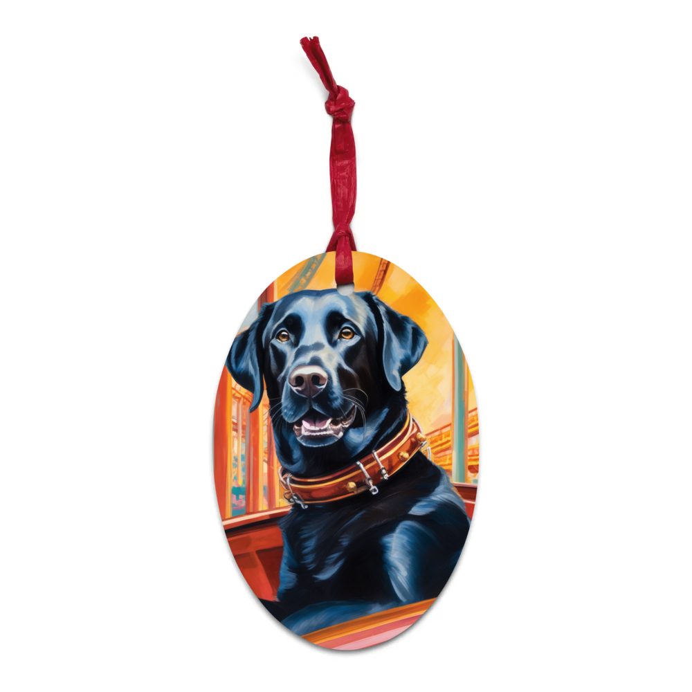 PugMug Custom Black Labrador Retriever Wooden Ornament