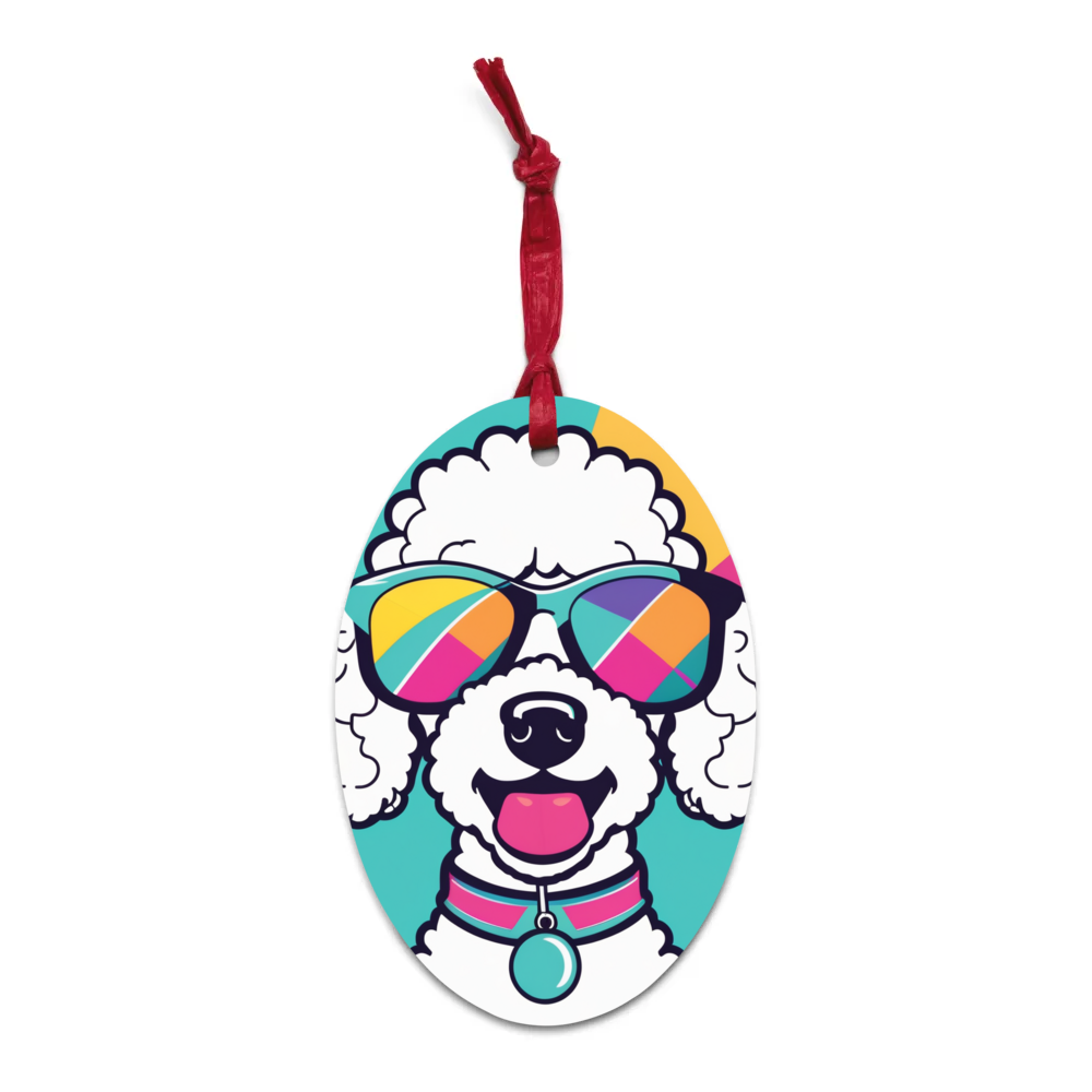 PugMug Custom White Poodle Wooden Ornament