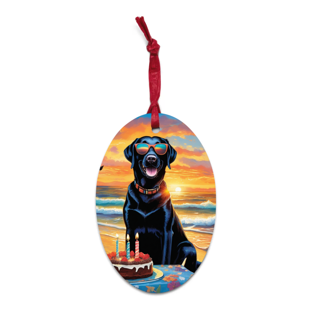 PugMug Custom Black Labrador Retriever Wooden Ornament