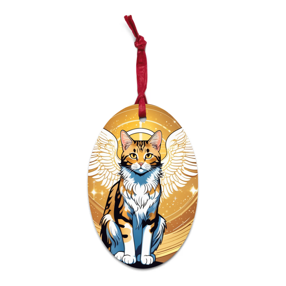 PugMug Custom Tabby Exotic Cat Wooden Ornament