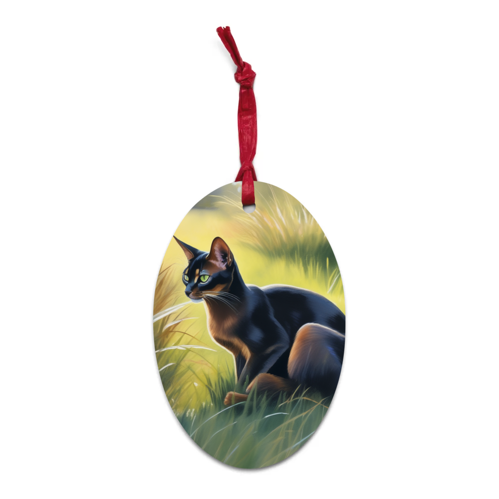 PugMug Custom Black Abyssinian Cat Wooden Ornament