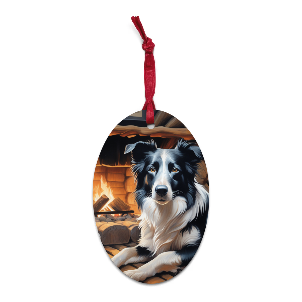 PugMug Custom Border Collie Wooden Ornament