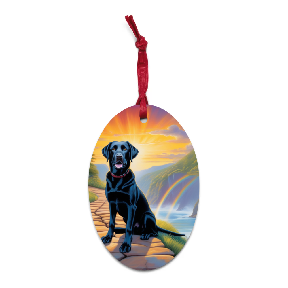 PugMug Custom Black Labrador Retriever Wooden Ornament