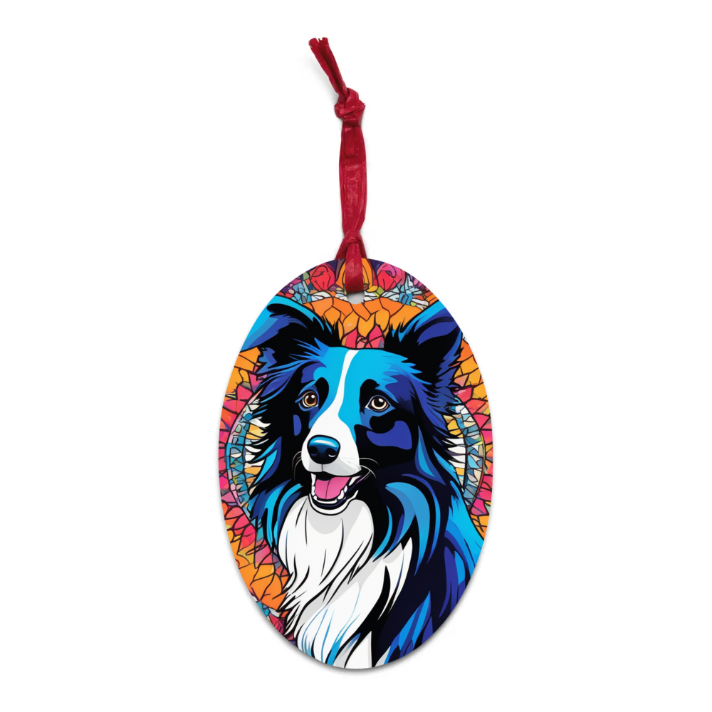 PugMug Custom Border Collie Wooden Ornament