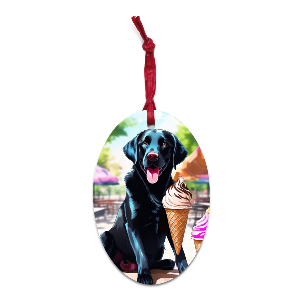 PugMug Custom Black Labrador Retriever Wooden Ornament