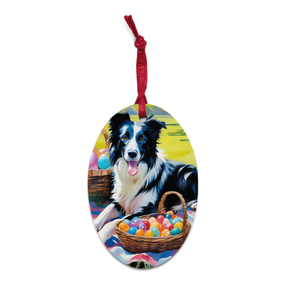 PugMug Custom Border Collie Wooden Ornament