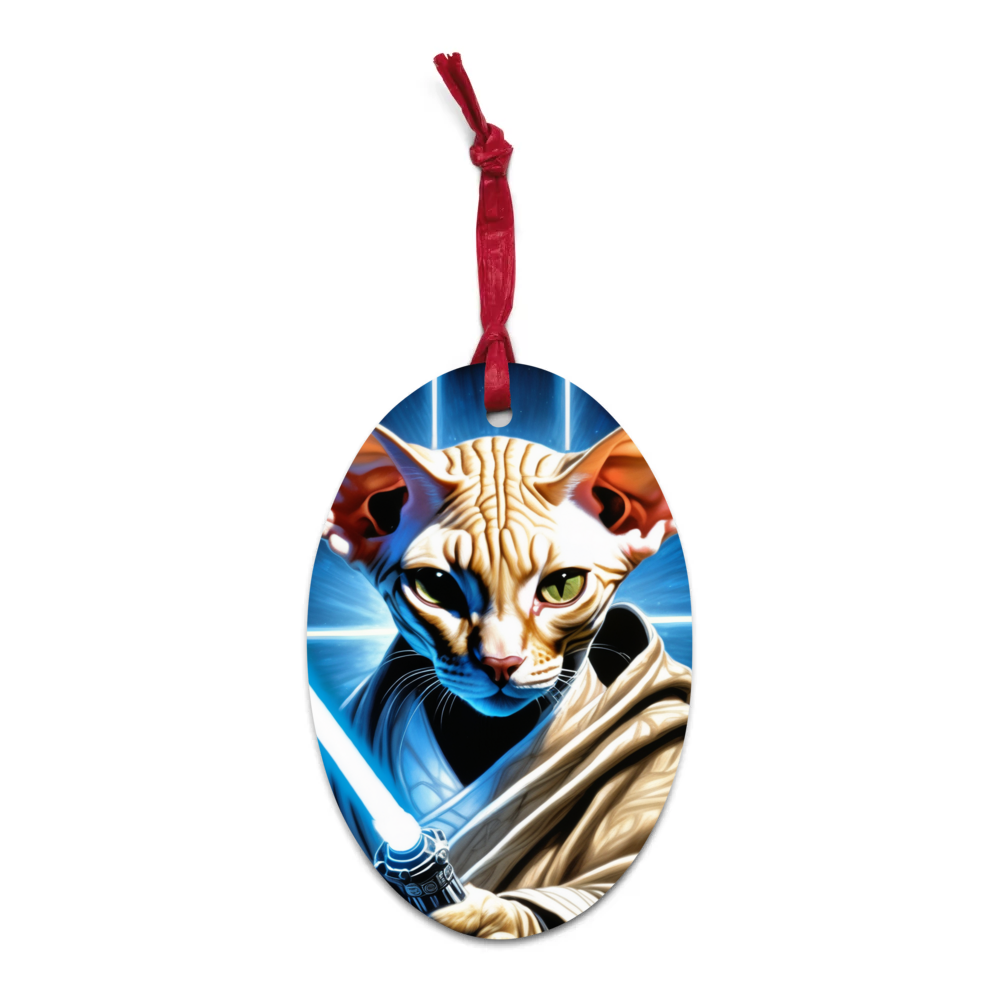 PugMug Custom Tabby Sphynx Cat Wooden Ornament