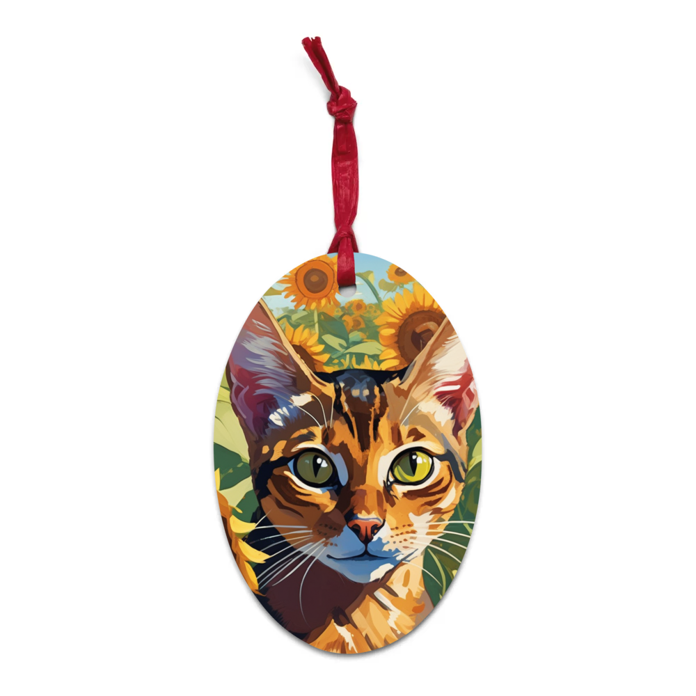 PugMug Custom Tabby Abyssinian Cat Wooden Ornament