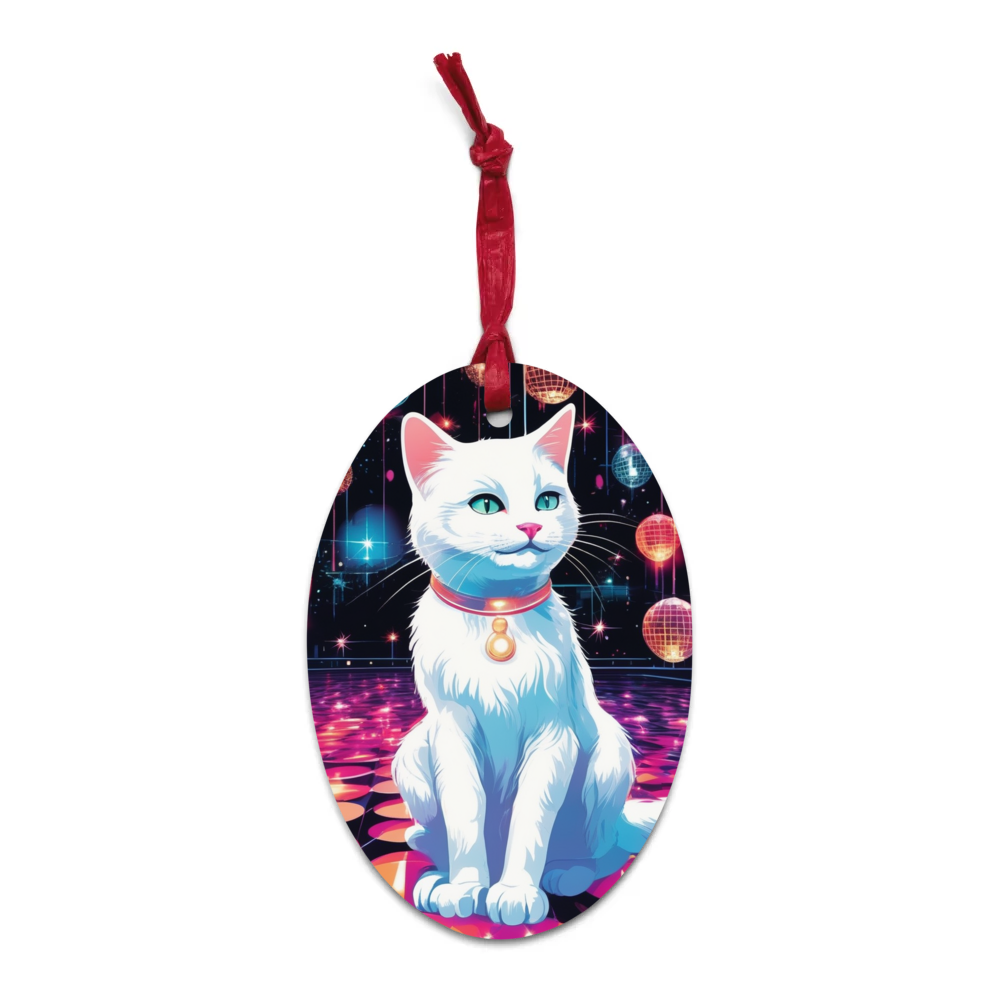 PugMug Custom White Companion Cat Wooden Ornament