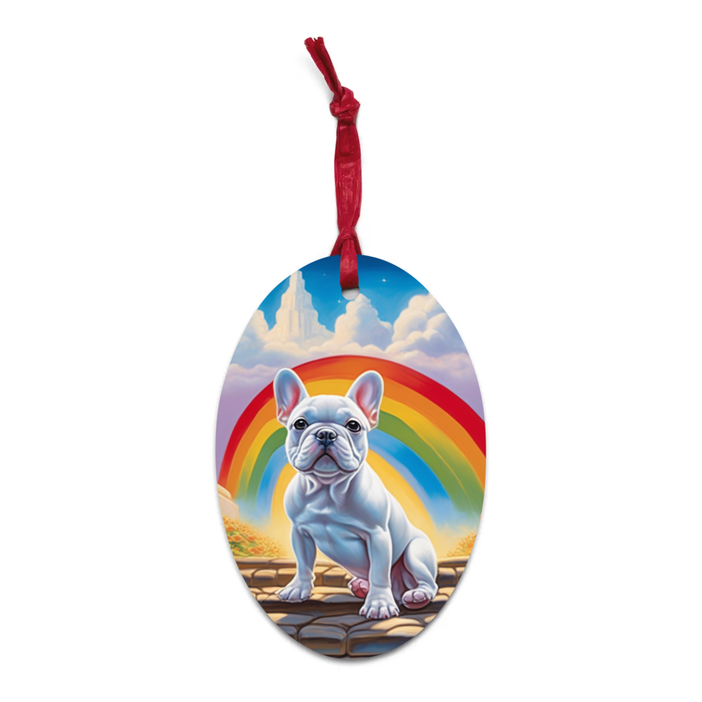 PugMug Custom White French Bulldog Wooden Ornament