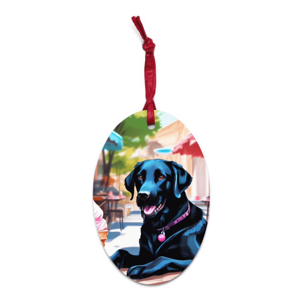 PugMug Custom Black Labrador Retriever Wooden Ornament