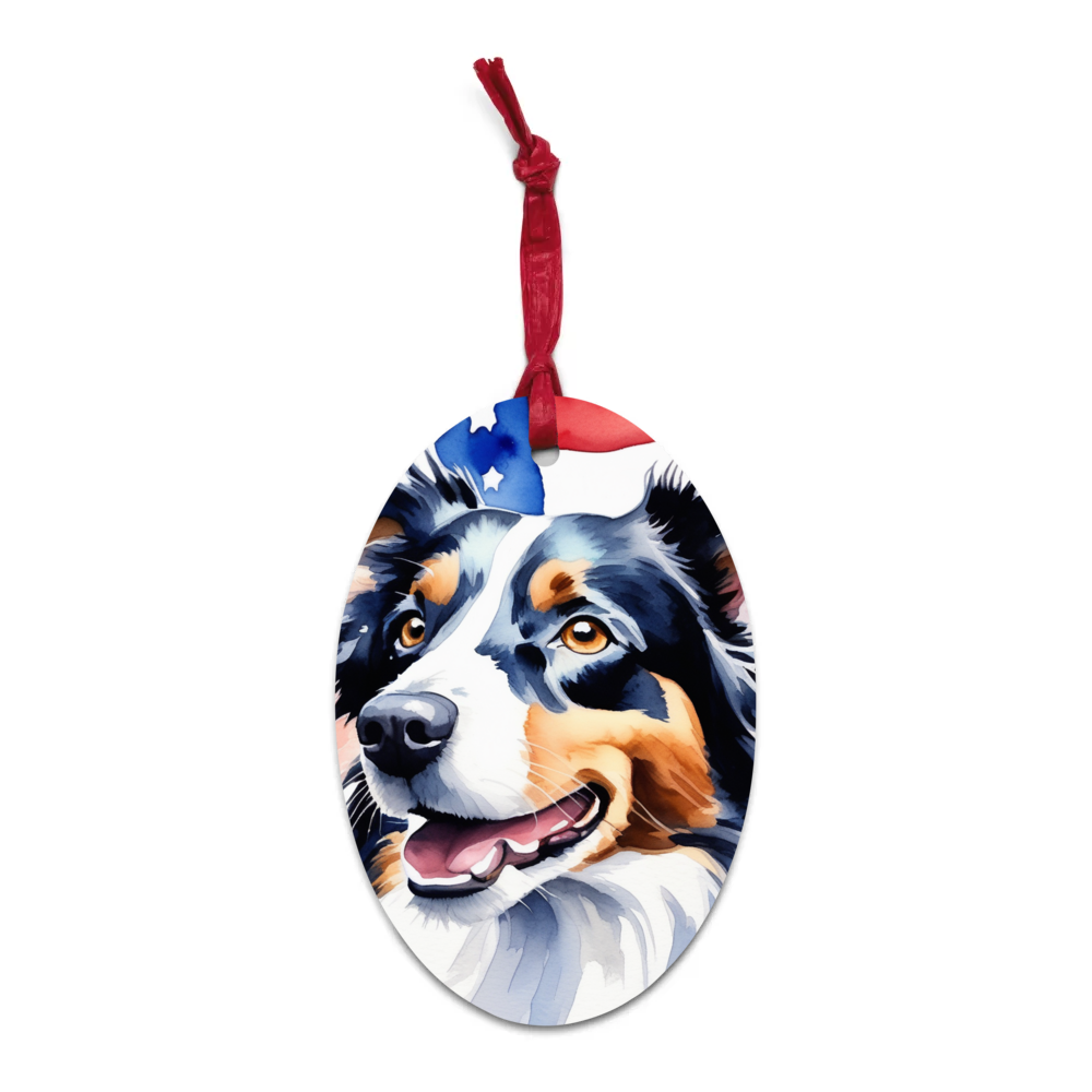 PugMug Custom Border Collie Wooden Ornament