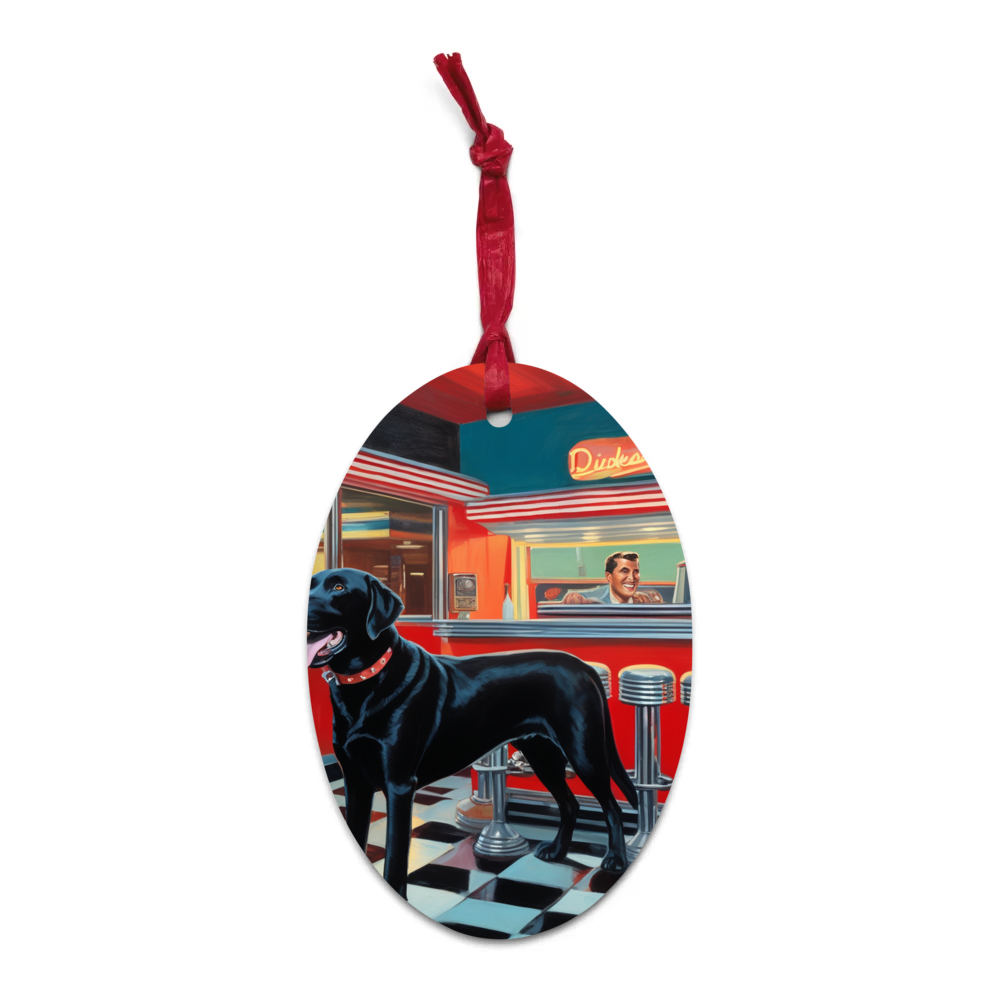 PugMug Custom Black Labrador Retriever Wooden Ornament