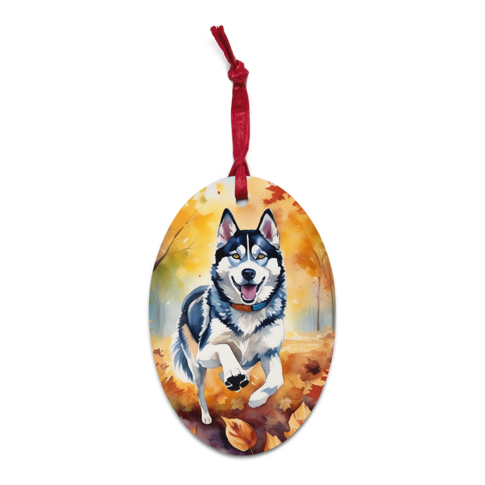 PugMug Custom Siberian Husky Wooden Ornament