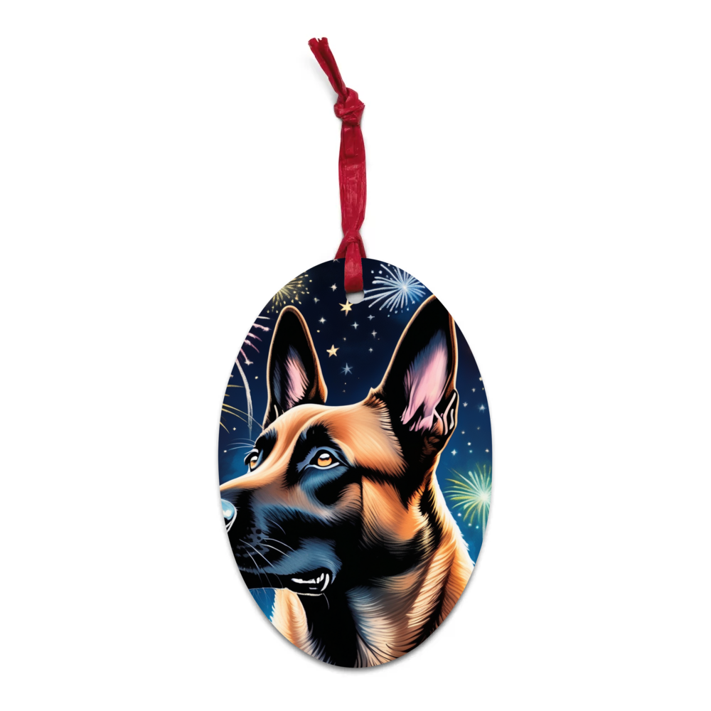 PugMug Custom Belgian Malinois Wooden Ornament